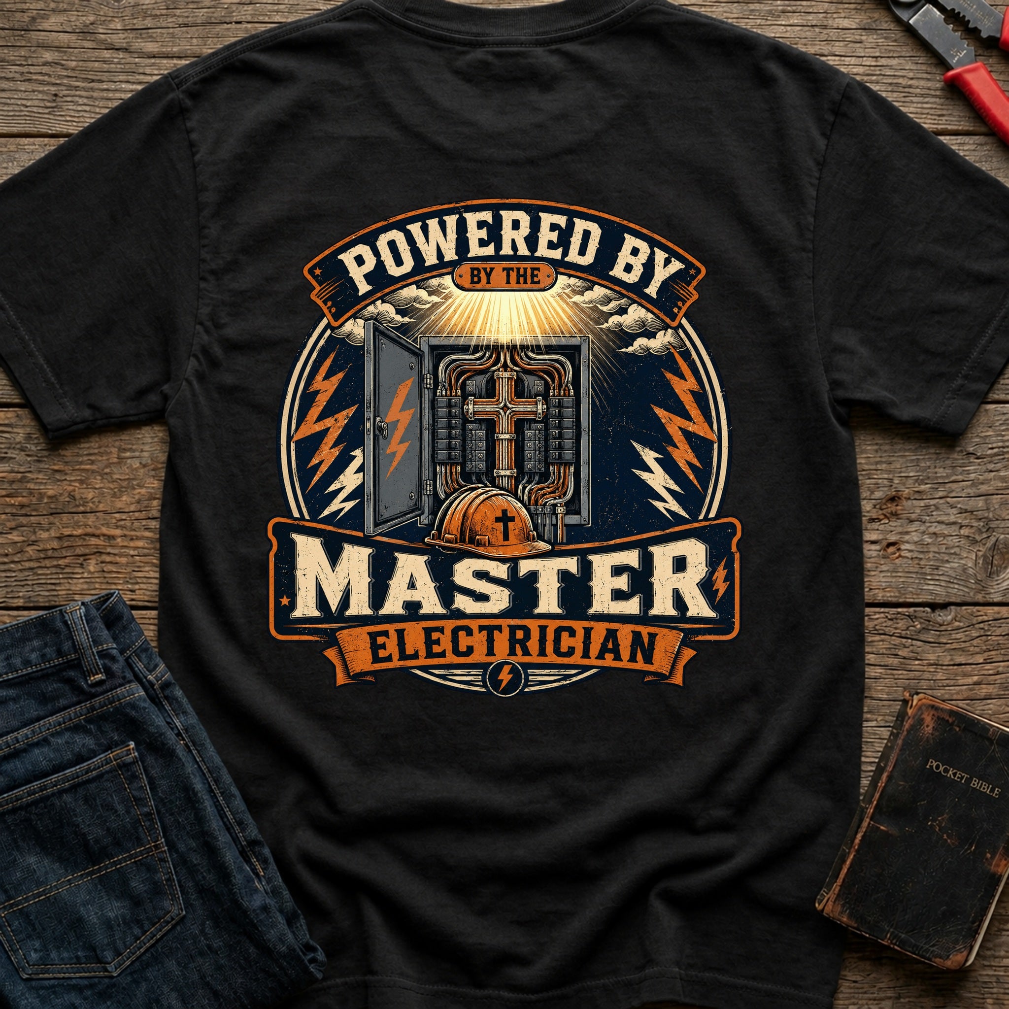 CrossGritOS|asset=93|template=4|color=Black|view=back|file=Powered-By-The-Master-Electrician-T-Shirt-6a4d38e139c8b083da0052e5-printify-art-1-2_Black_back_template-4.jpg