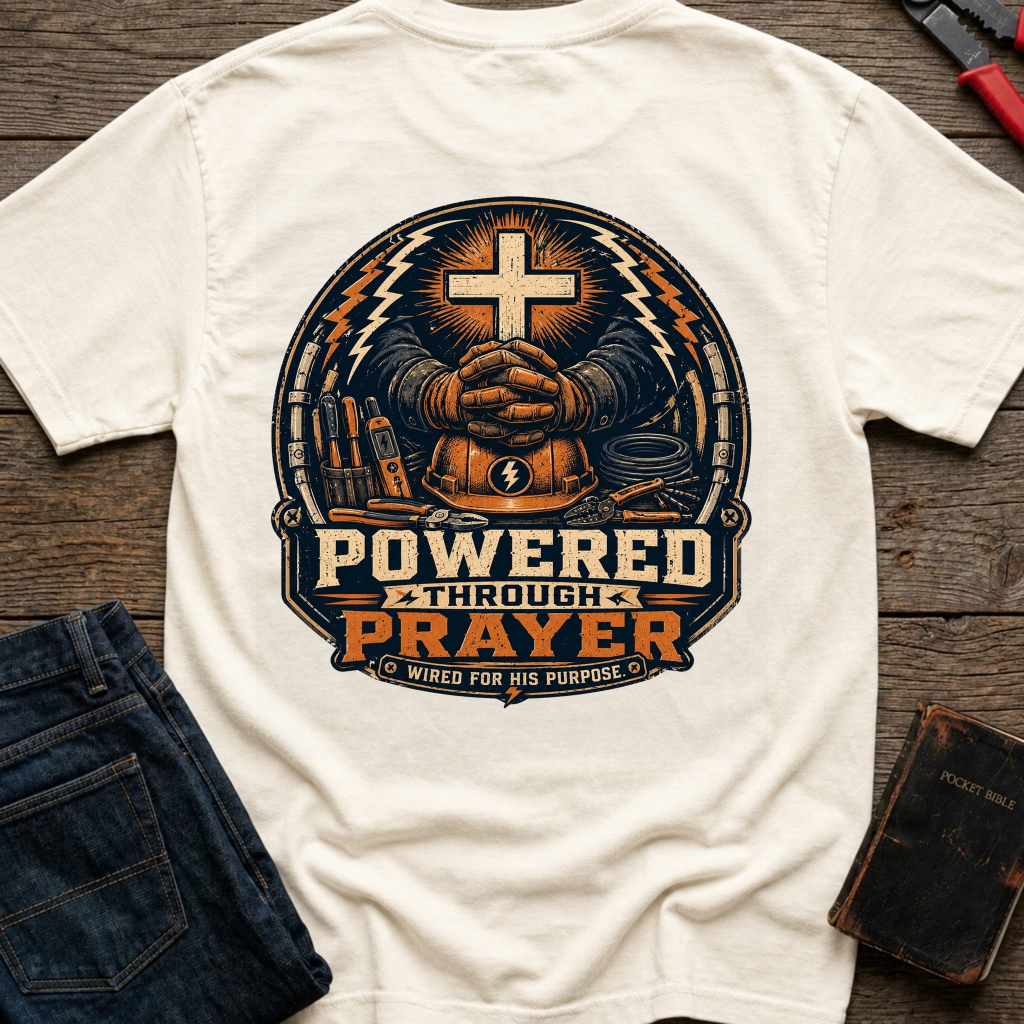 CrossGritOS|asset=92|template=3|color=Ivory|view=back|file=Powered-Through-Prayer-Wired-For-His-Purpose-T-Shirt-6a4d39414a92d0d7f600b042-printify-art-1-2_Ivory_back_template-3.jpg