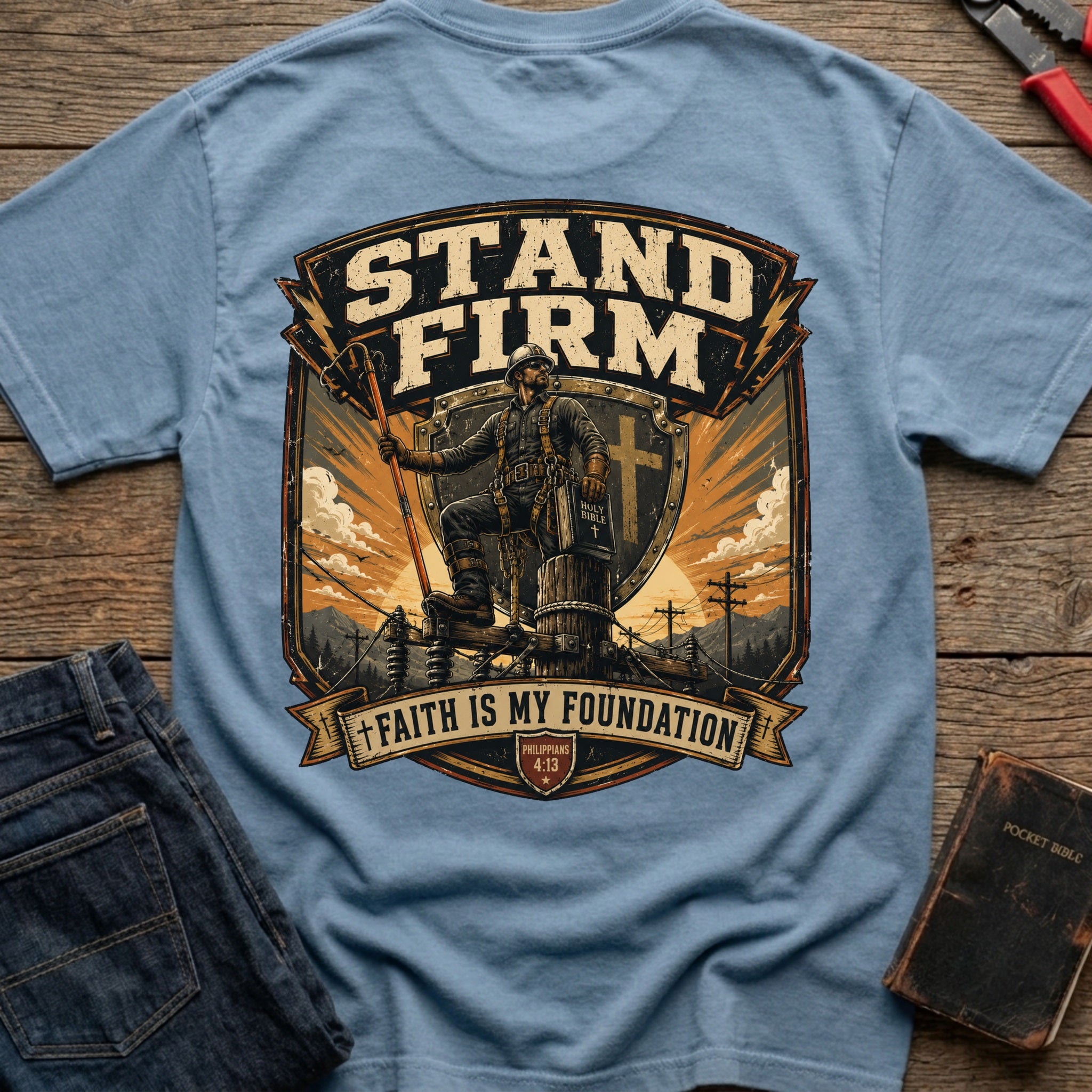 CrossGritOS|asset=42|template=6|color=Blue Jean|view=back|file=Stand-Firm-Faith-Is-My-Foundation-T-Shirt-6a553f72dea358be2a00cbe3-printify-art-1-2_Blue-Jean_back_template-6.jpg