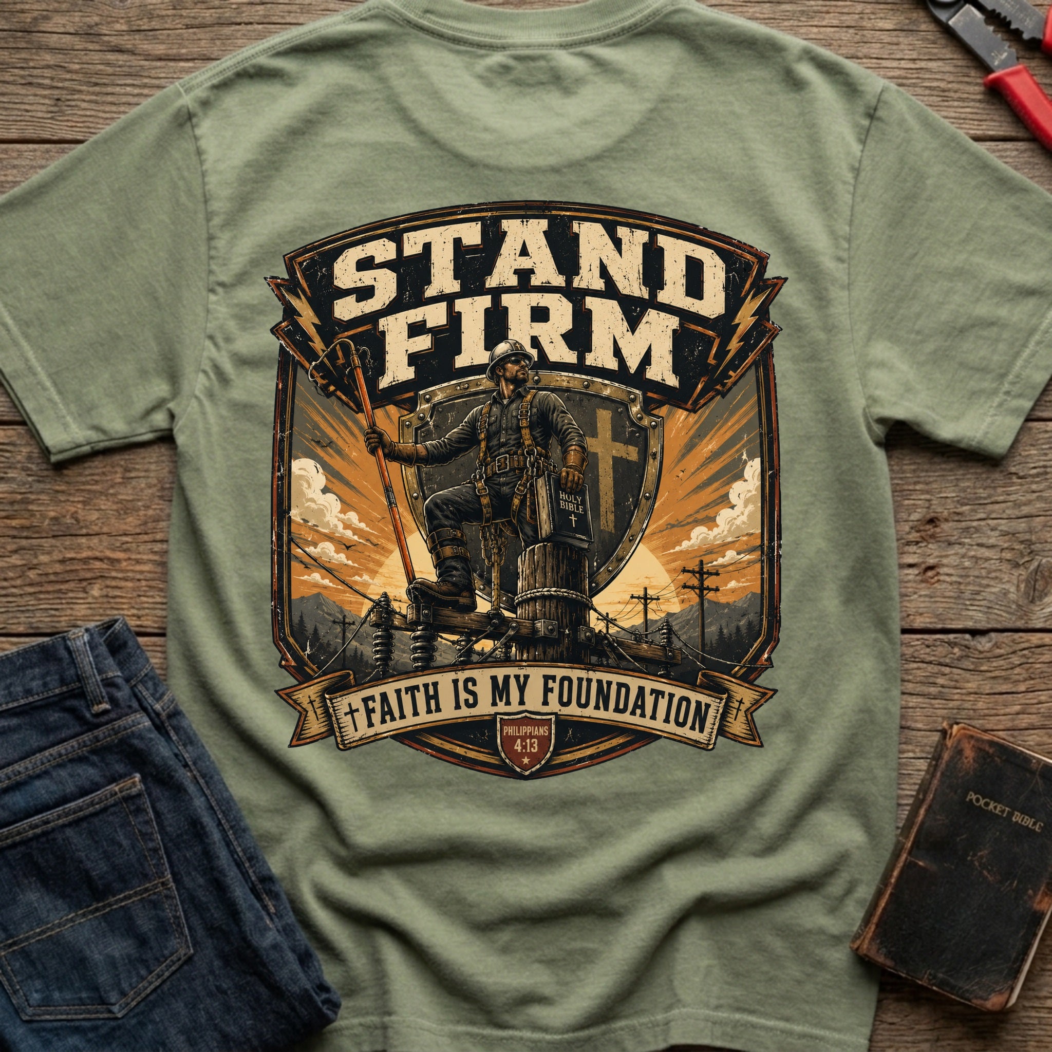 CrossGritOS|asset=42|template=5|color=Moss|view=back|file=Stand-Firm-Faith-Is-My-Foundation-T-Shirt-6a553f72dea358be2a00cbe3-printify-art-1-2_Moss_back_template-5.jpg