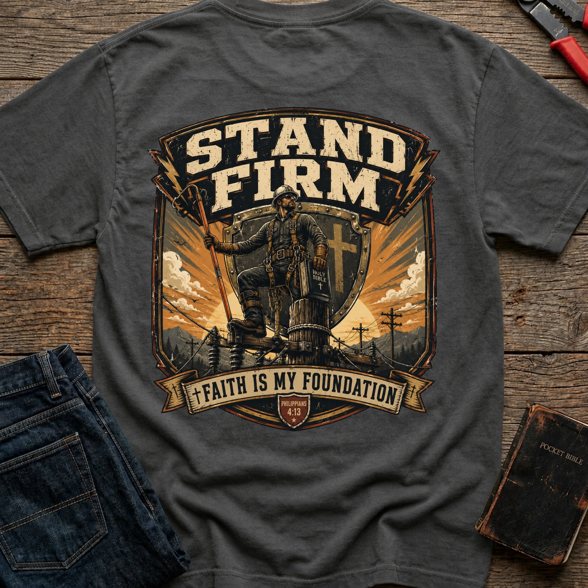 CrossGritOS|asset=42|template=1|color=Pepper|view=back|file=Stand-Firm-Faith-Is-My-Foundation-T-Shirt-6a553f72dea358be2a00cbe3-printify-art-1-2_Pepper_back_template-1.jpg
