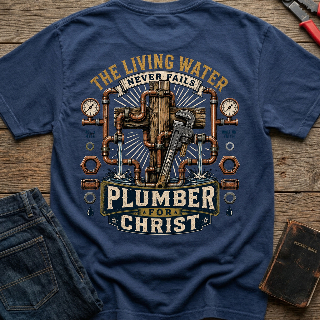 CrossGritOS|asset=25|template=2|color=Navy|view=back|file=The-Living-Water-Never-Fails-T-Shirt-6a56b853d358db9acf0b174a-printify-art-1-2_Navy_back_template-2.jpg