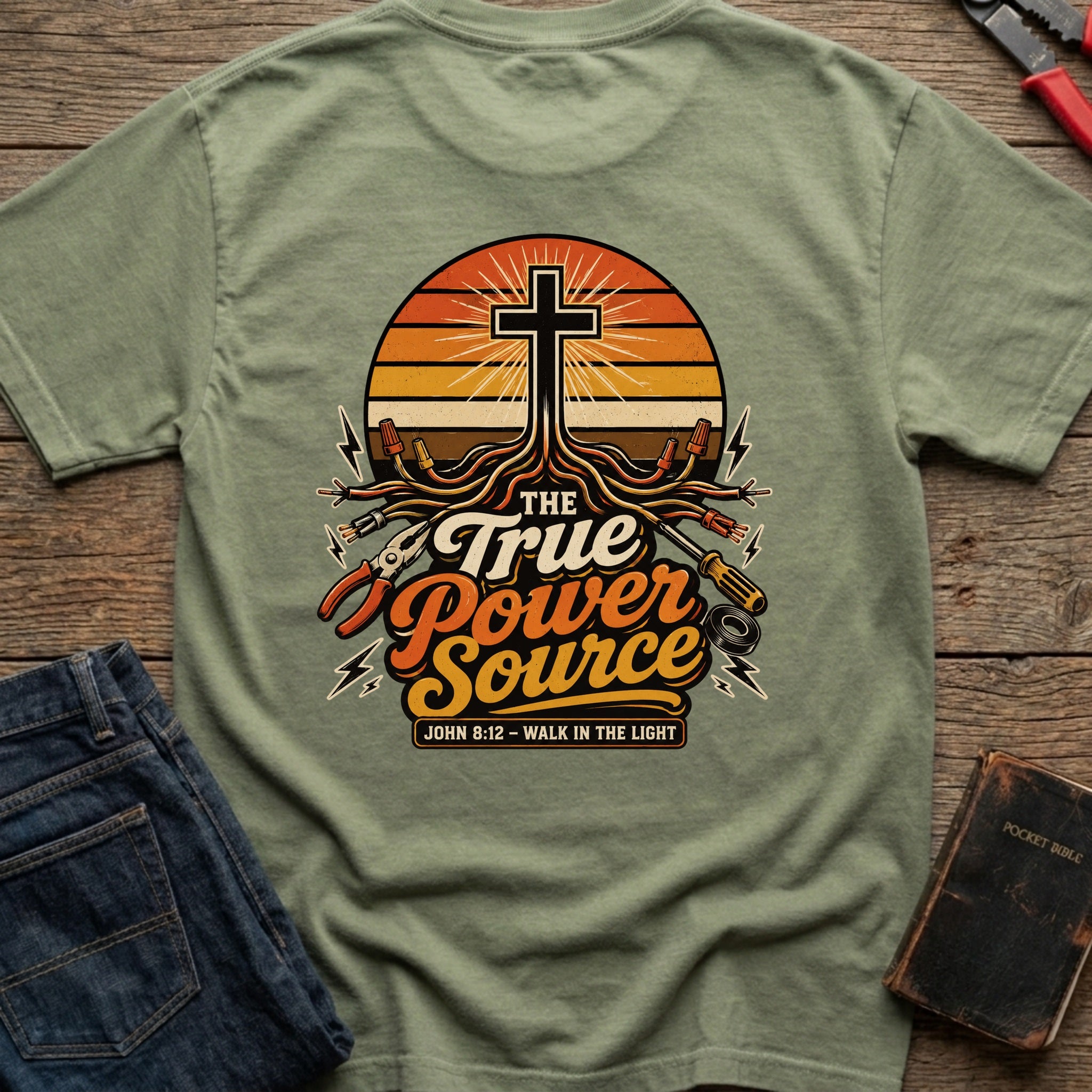 CrossGritOS|asset=90|template=5|color=Moss|view=back|file=The-True-Power-Source-John-8-12-T-Shirt-6a4d3a2ff81c32f26d0f4f9c-printify-art-1-2_Moss_back_template-5.jpg