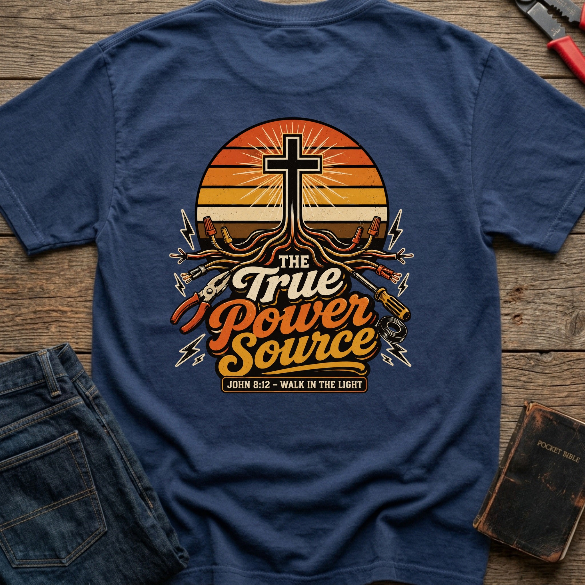 CrossGritOS|asset=90|template=2|color=Navy|view=back|file=The-True-Power-Source-John-8-12-T-Shirt-6a4d3a2ff81c32f26d0f4f9c-printify-art-1-2_Navy_back_template-2.jpg