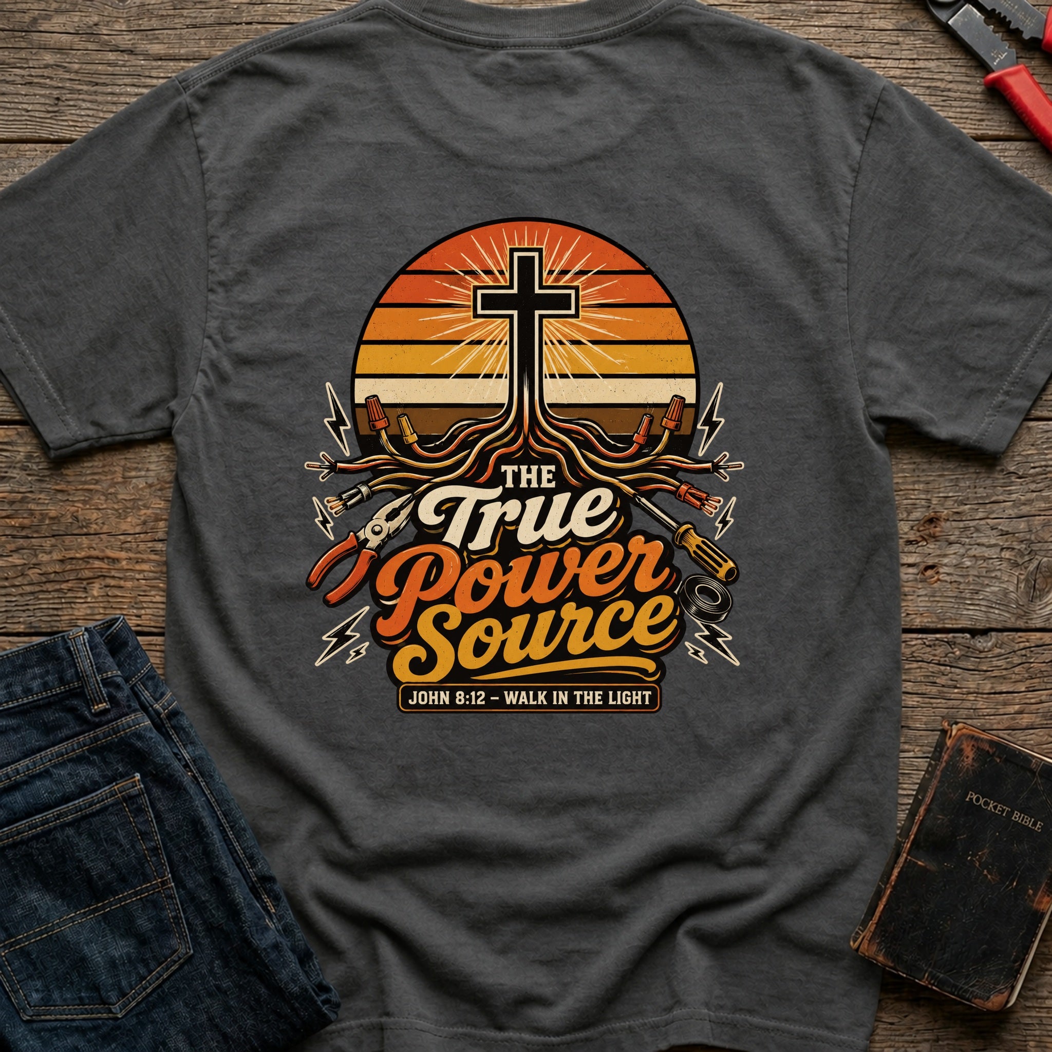 CrossGritOS|asset=90|template=1|color=Pepper|view=back|file=The-True-Power-Source-John-8-12-T-Shirt-6a4d3a2ff81c32f26d0f4f9c-printify-art-1-2_Pepper_back_template-1.jpg