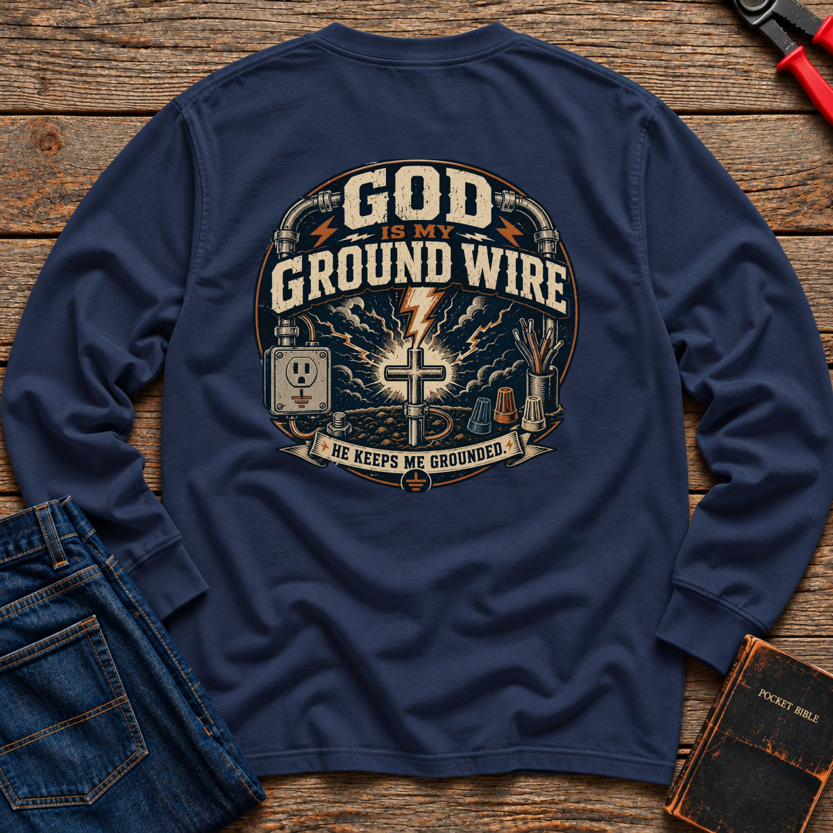 God Is My Ground Wire Long Sleeve T-Shirt