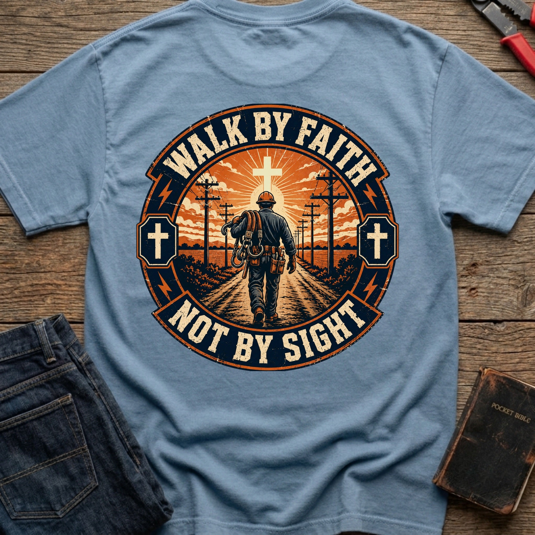 CrossGritOS|asset=89|template=6|color=Blue Jean|view=back|file=Walk-By-Faith-Not-By-Sight-T-Shirt-6a4d3aa7fbc4acb84c0ea5eb-printify-art-1-2_Blue-Jean_back_template-6.jpg