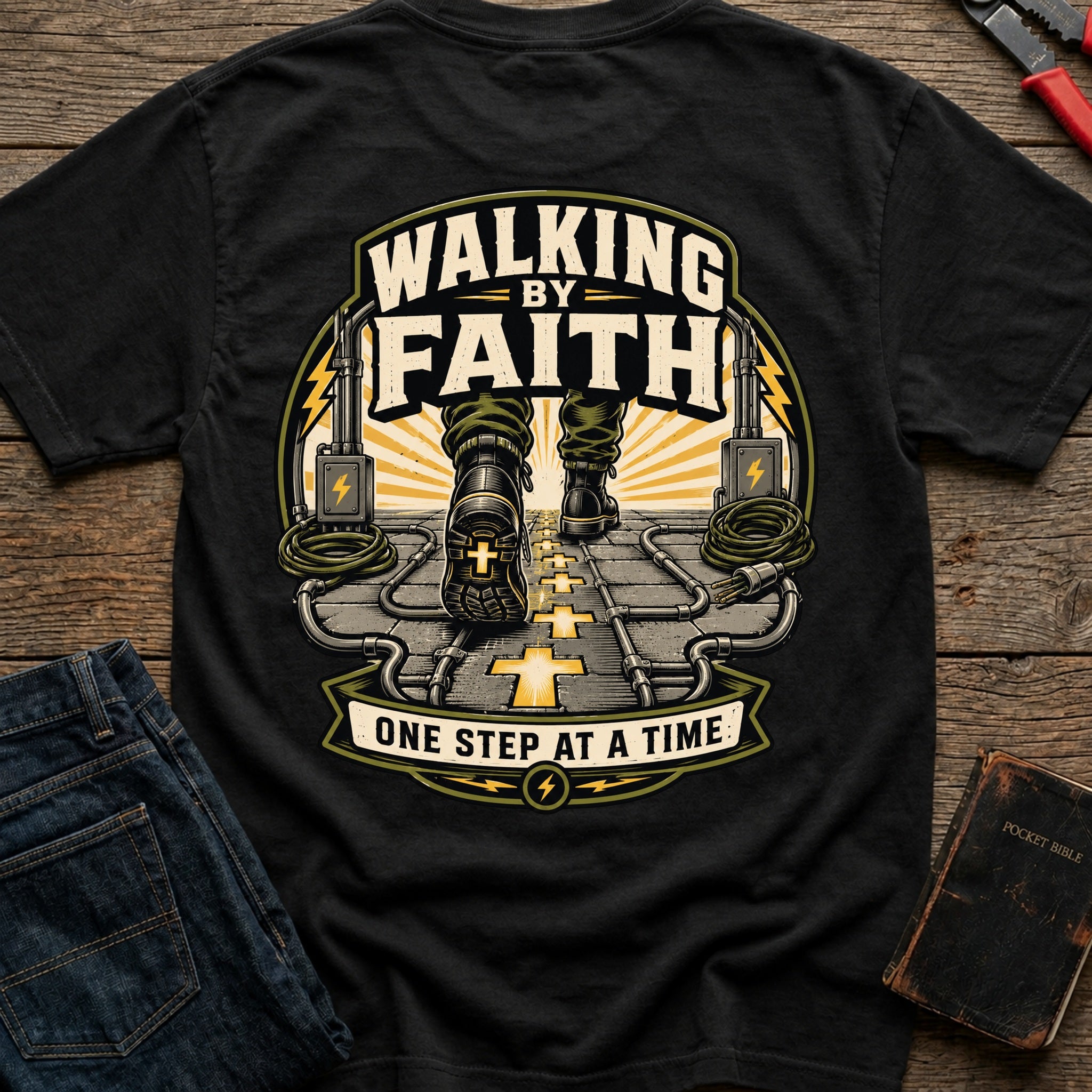 CrossGritOS|asset=88|template=4|color=Black|view=back|file=Walk-By-Faith-One-Step-At-A-Time-T-Shirt-6a4d3b07f81c32f26d0f505b-printify-art-1-2_Black_back_template-4.jpg