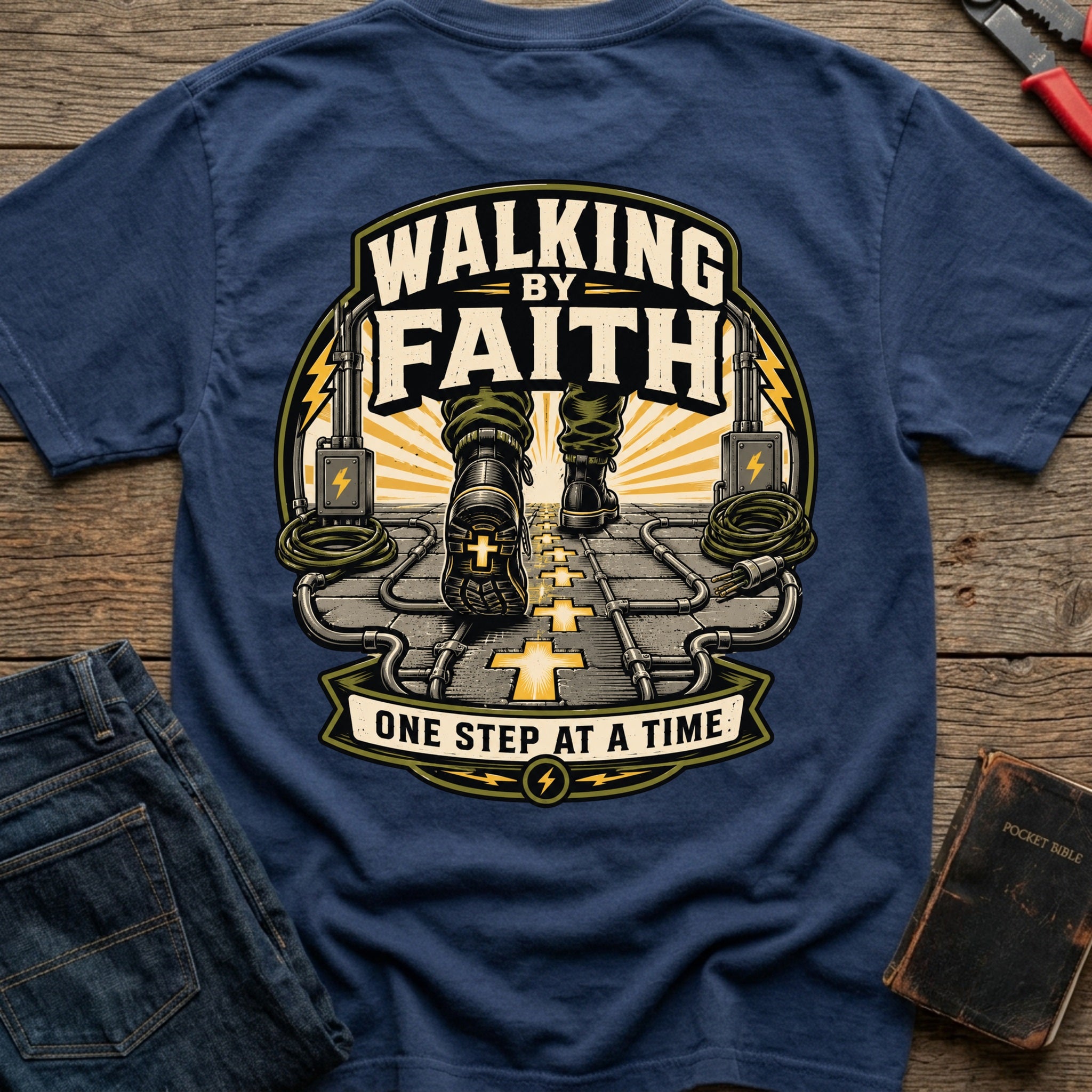 CrossGritOS|asset=88|template=2|color=Navy|view=back|file=Walk-By-Faith-One-Step-At-A-Time-T-Shirt-6a4d3b07f81c32f26d0f505b-printify-art-1-2_Navy_back_template-2.jpg