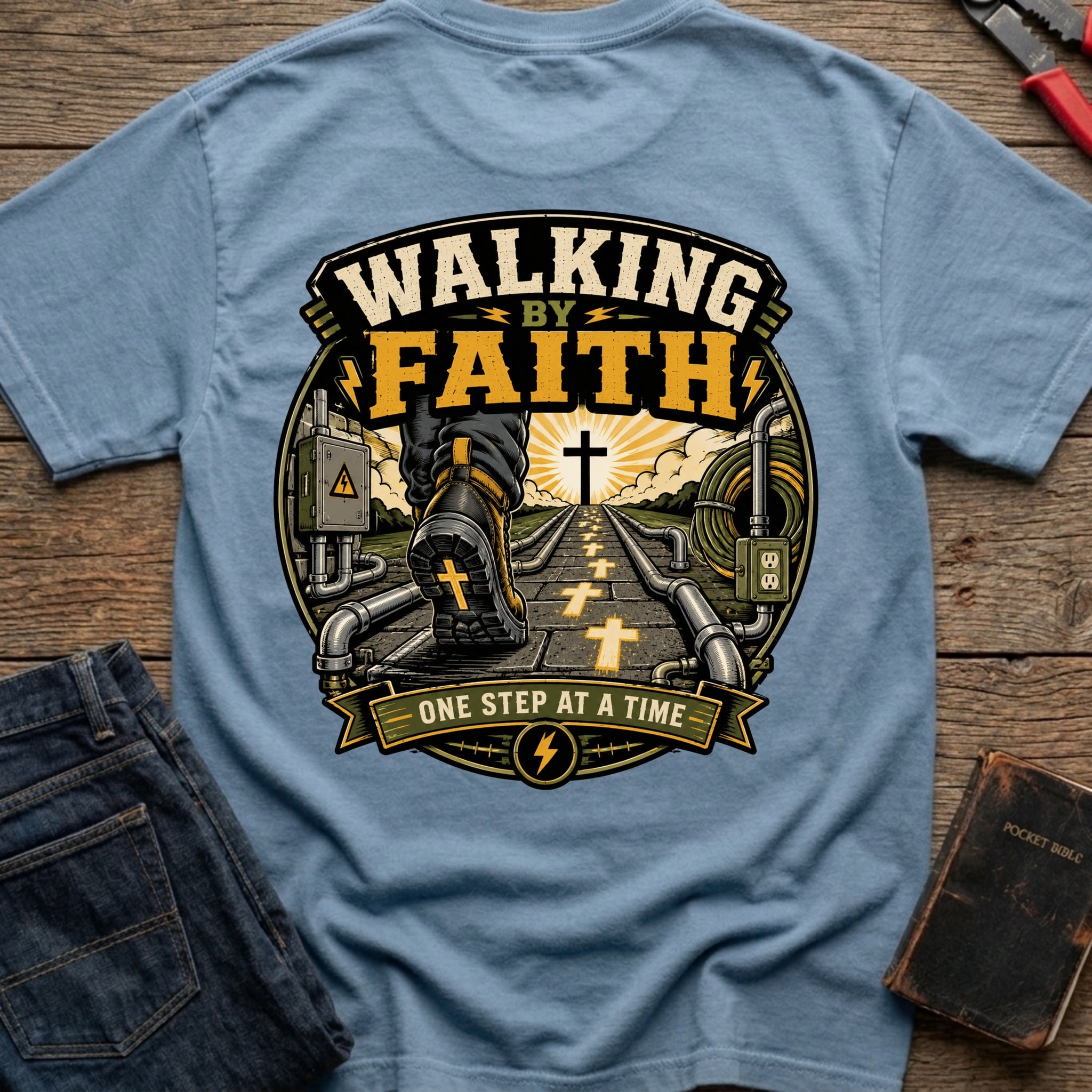 CrossGritOS|asset=87|template=6|color=Blue Jean|view=back|file=Walking-By-Faith-T-Shirt-6a4d3b6d3fcdce69cd0ad980-printify-art-1-2_Blue-Jean_back_template-6.jpg