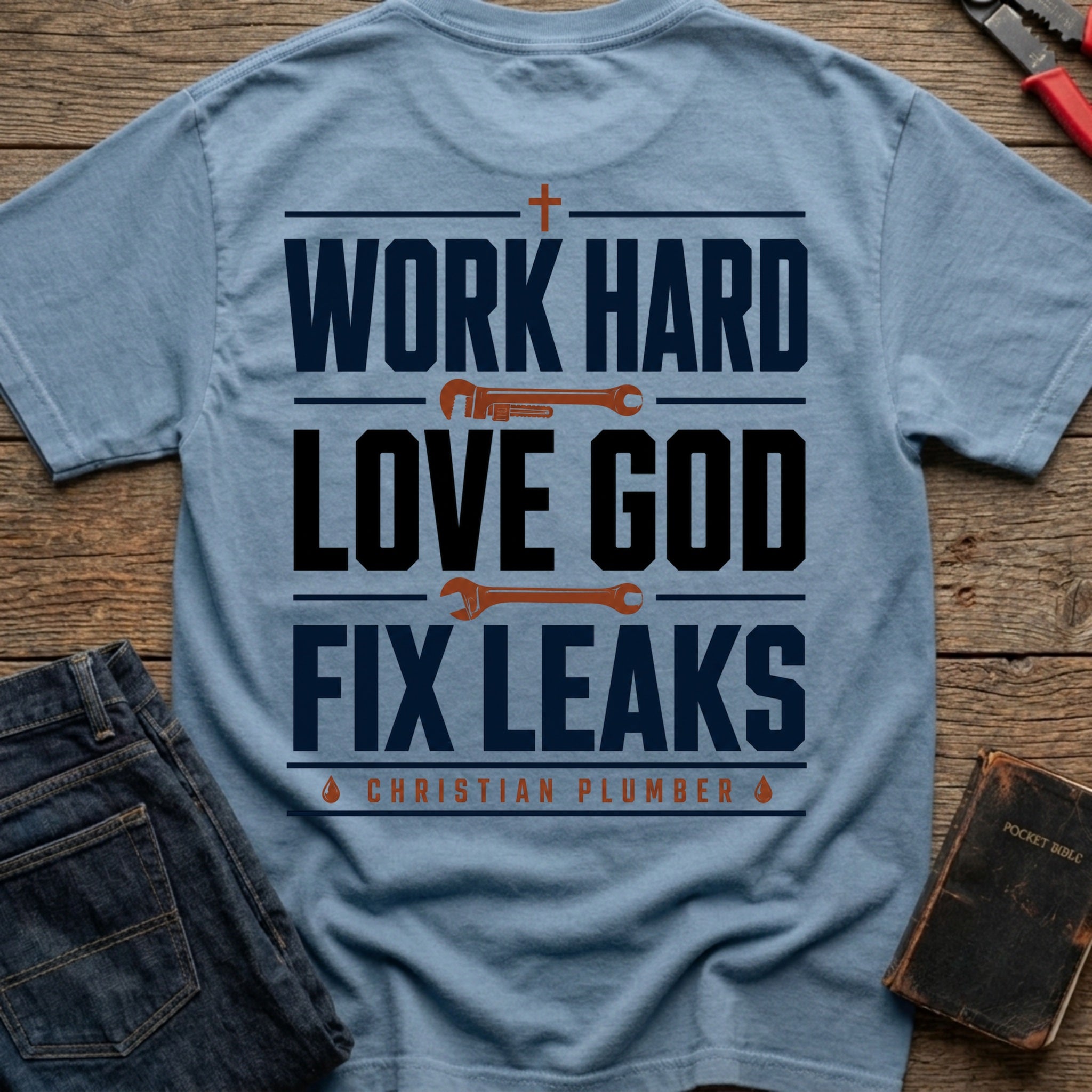 CrossGritOS|asset=23|template=6|color=Blue Jean|view=back|file=Work-Hard-Love-GOD-Fix-Leaks-T-Shirt-6a56b95a87ac713579063404-printify-art-1-2_Blue-Jean_back_template-6.jpg