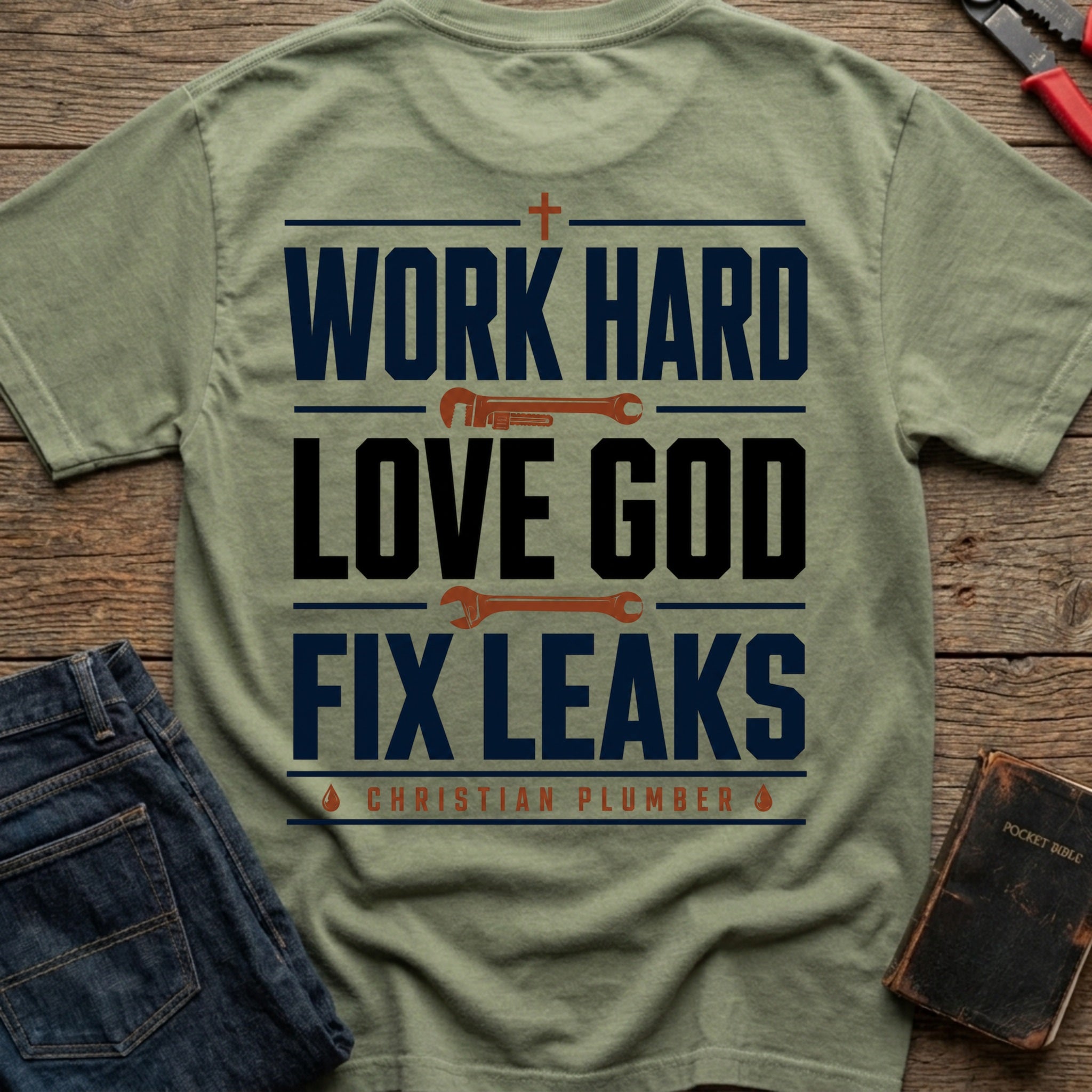 CrossGritOS|asset=23|template=5|color=Moss|view=back|file=Work-Hard-Love-GOD-Fix-Leaks-T-Shirt-6a56b95a87ac713579063404-printify-art-1-2_Moss_back_template-5.jpg