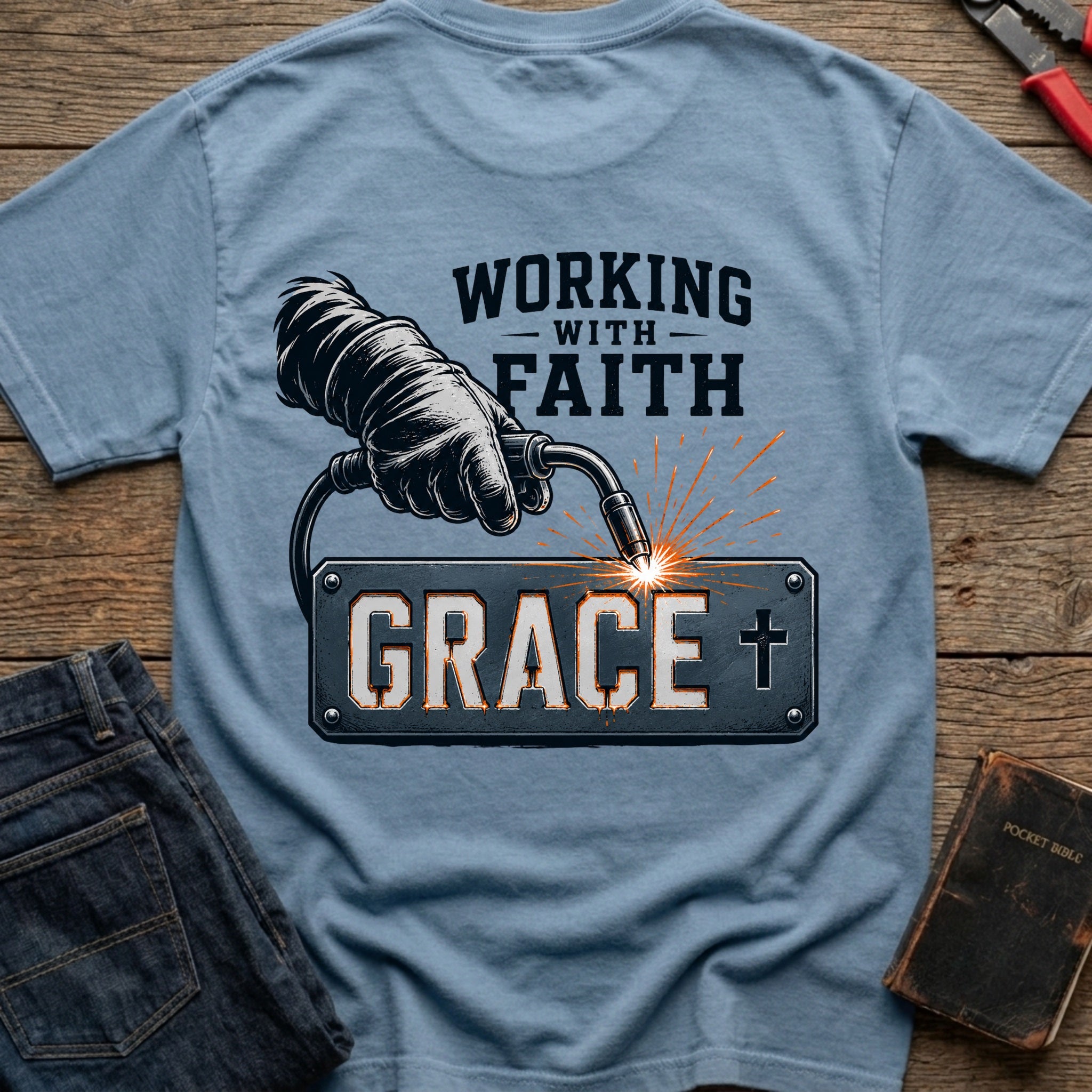 CrossGritOS|asset=69|template=6|color=Blue Jean|view=back|file=Working-With-Faith-T-Shirt-6a4fe602d14261016405001e-printify-art-1-2_Blue-Jean_back_template-6.jpg